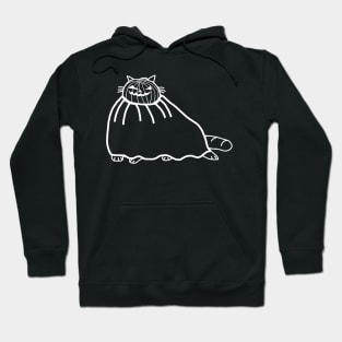 Minimal White Line Chonk Cat Halloween Horror Costume Hoodie